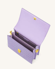 Mini Flap Crossbody - Purple Croc