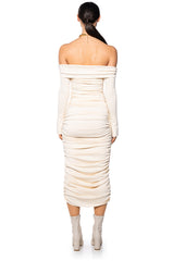 TATI OFF THE SHOULDER KNIT MAXI DRESS