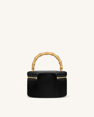 Natalie Metal Geometric Pendant Handle Bag - Black