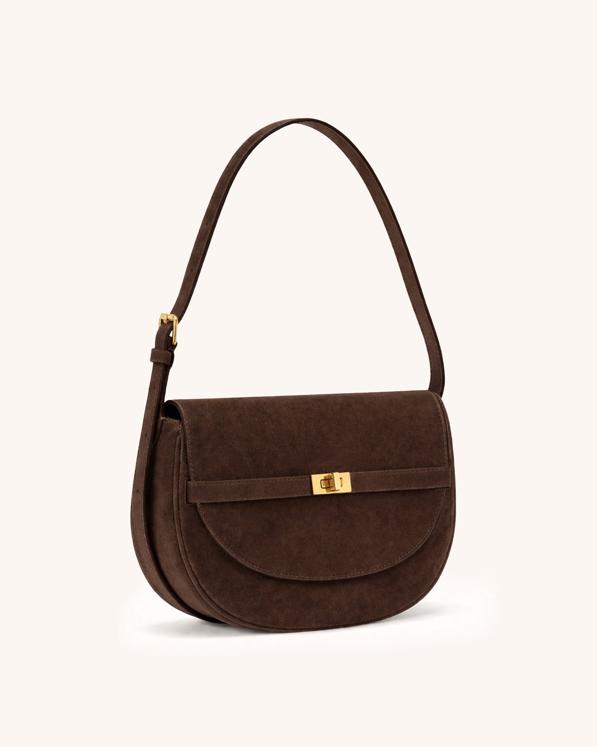 Quinn Faux Suede Saddle Bag - Brown