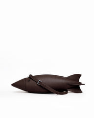 Rocket Shape Crossbody Bag - Brown