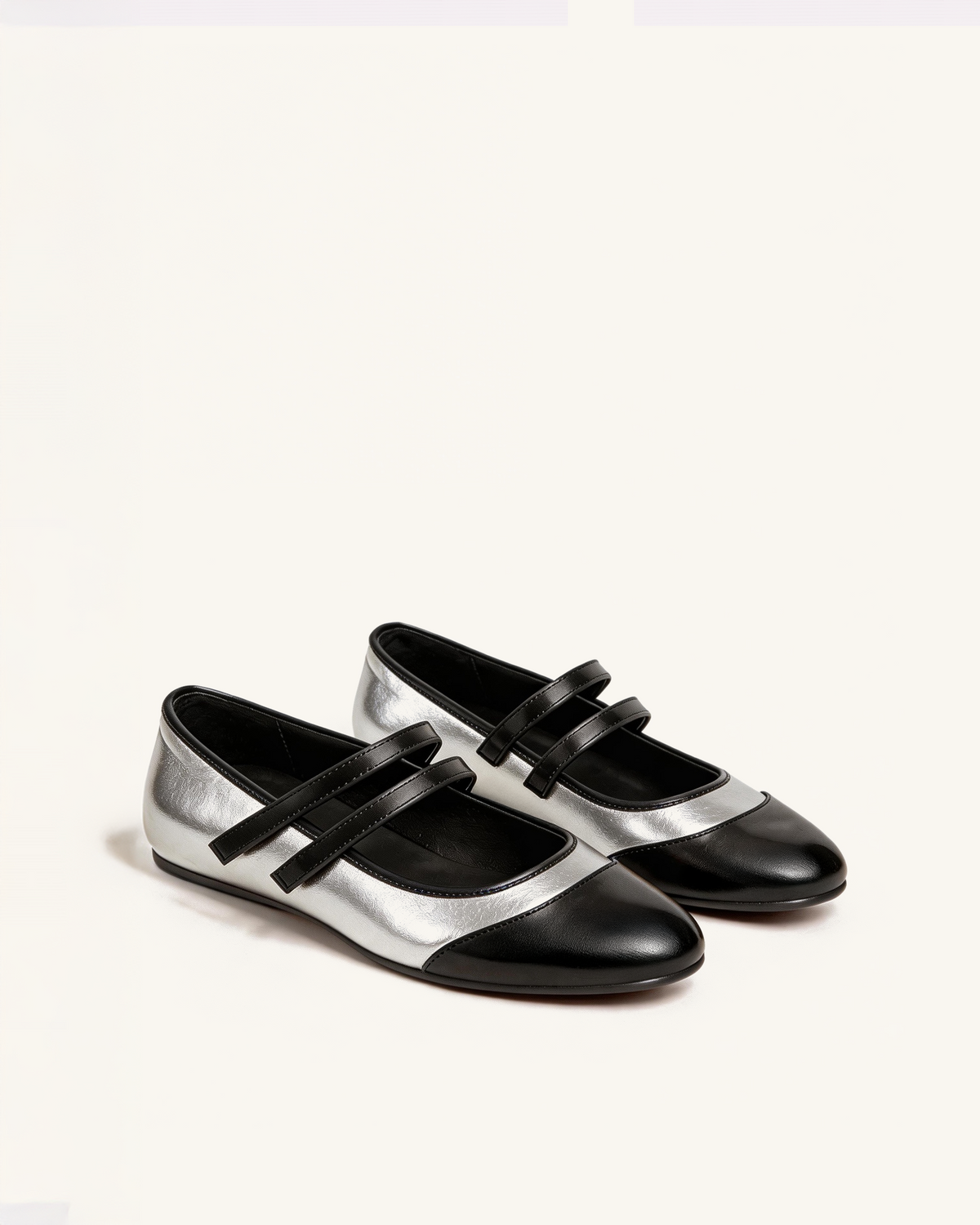 Lila Double Strap Mary Janes – Silver