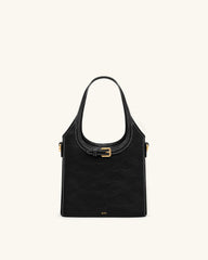 Brooke Mini Belted Embellished Top Handle Bag - Black
