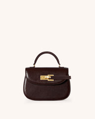 Aria Structured Top Handle Bag - Brown