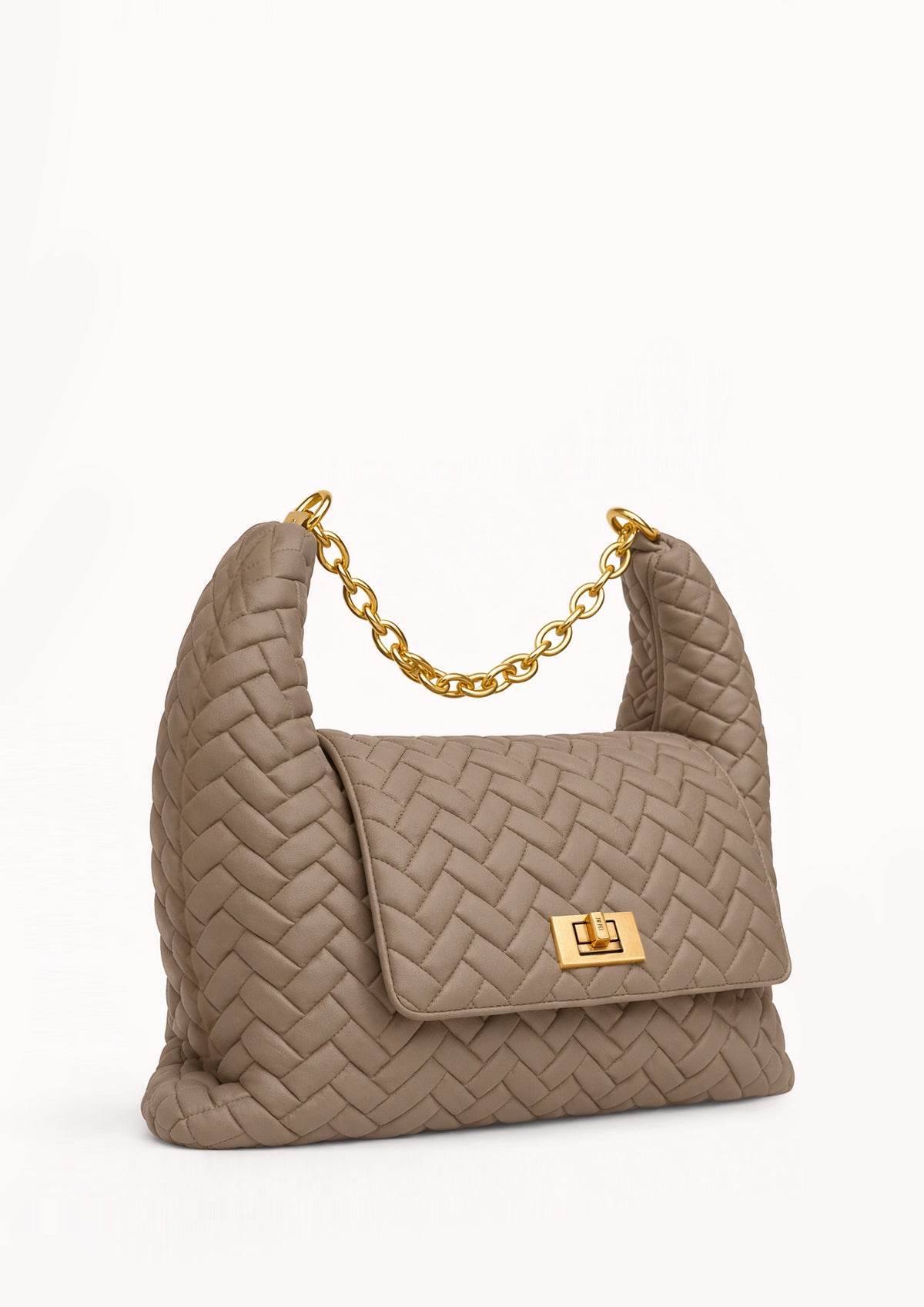 Ava Woven Shoulder Bag - Taupe