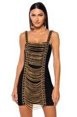 SHILOH RHINESTONE CHAIN SLEEVELESS MINI DRESS
